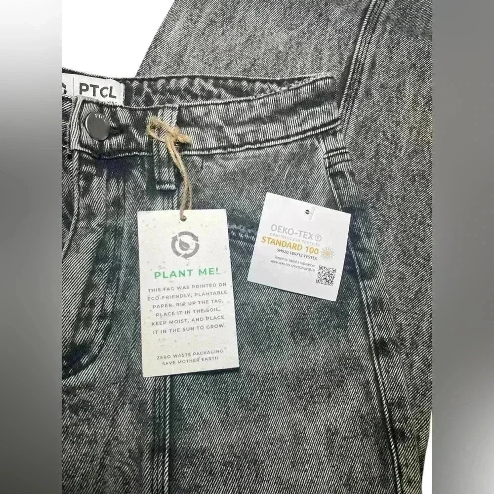 PTCL Brook Slim Balloon Leg Jeans Black Acid Wash NWT Size 27